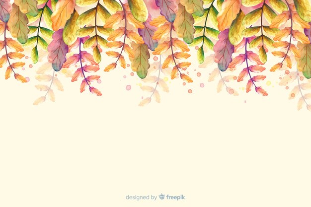 Watercolor autumn background with leaves