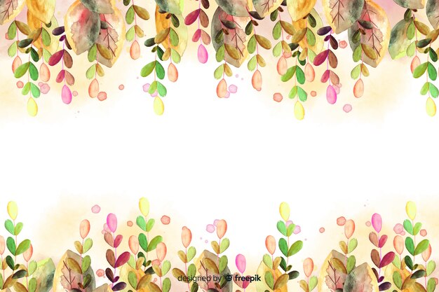 Watercolor autumn background with leaves