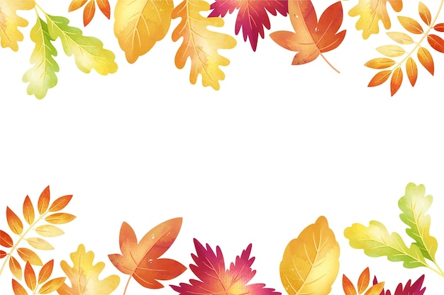 Watercolor autumn background with leaves