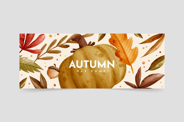 Watercolor autumn banner with leaves