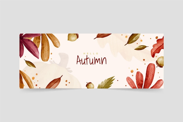 Watercolor autumn banner with leaves