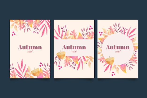 Free vector watercolor autumn card collection