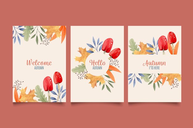 Watercolor autumn card collection