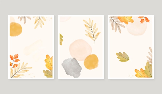 Watercolor autumn cards collection