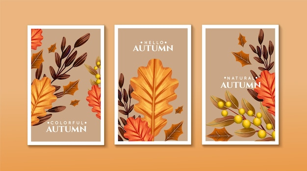 Free Vector watercolor autumn cards collection