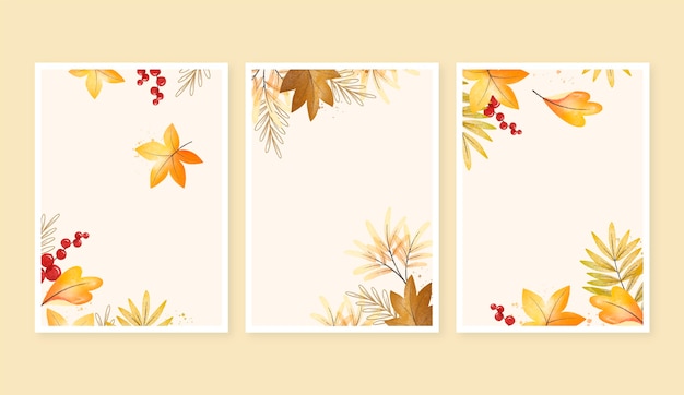 Free Vector watercolor autumn cards collection