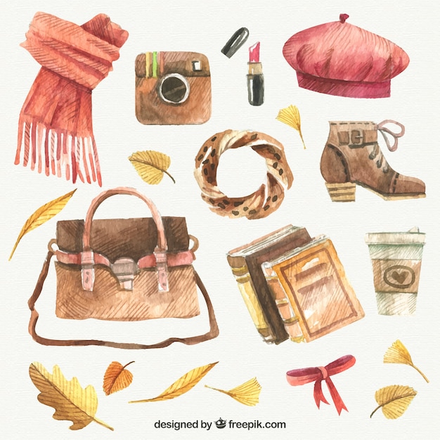 Free Vector watercolor autumn elements