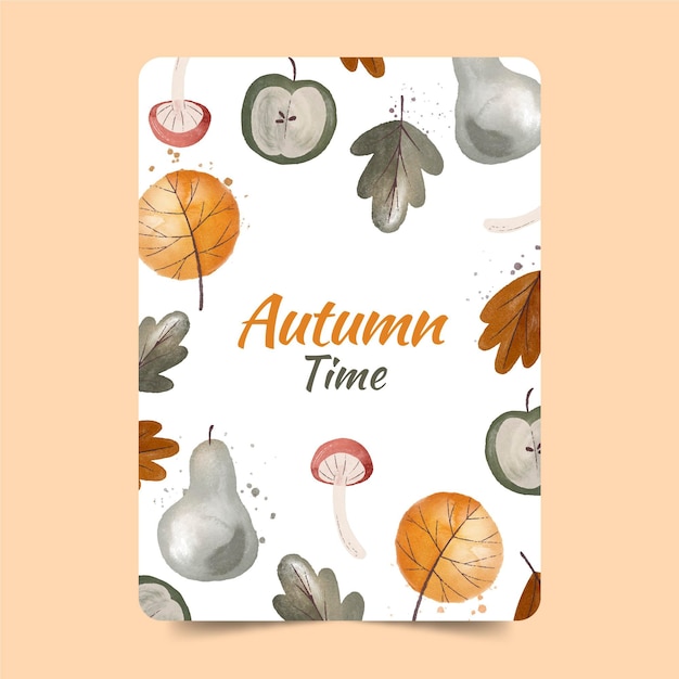 Free Vector watercolor autumn forest greeting card