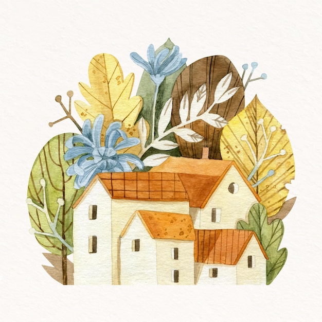 Watercolor autumn illustration