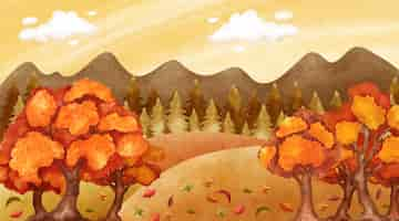 Free vector watercolor autumn landscape