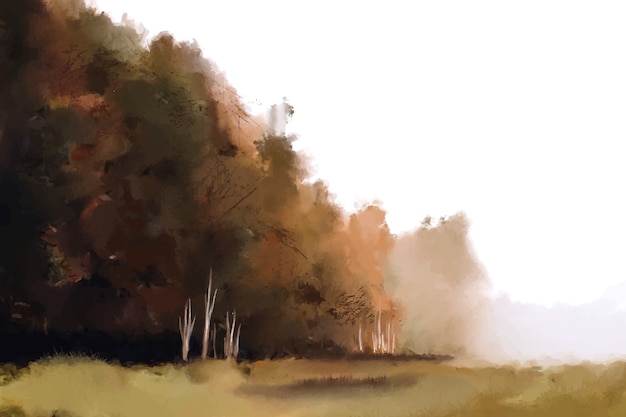 Free Vector watercolor autumn landscape