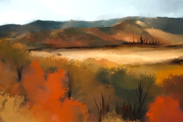 Free vector watercolor autumn landscape