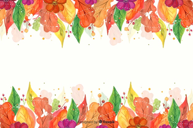 Watercolor autumn leaves background