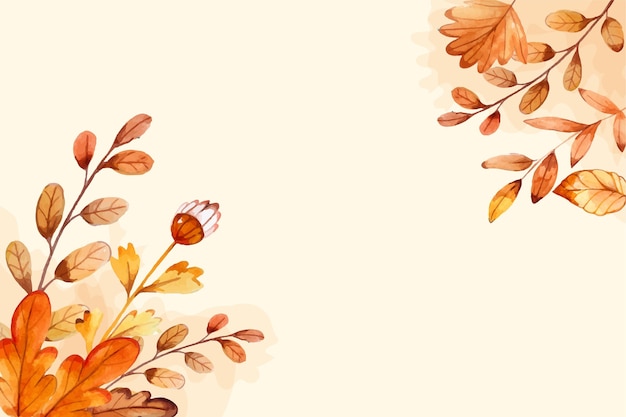 Watercolor autumn leaves background