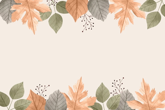 Watercolor autumn leaves background