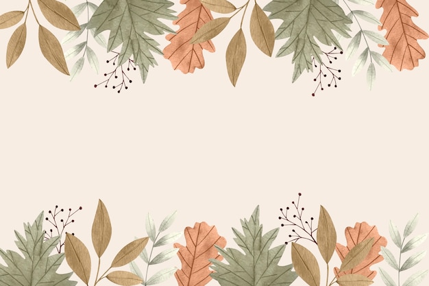 Watercolor autumn leaves background