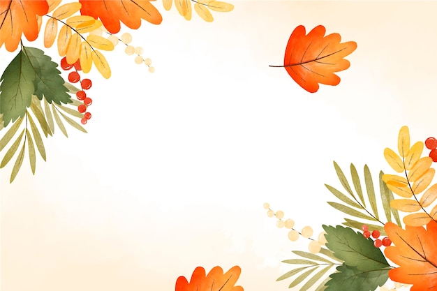 Watercolor autumn leaves background