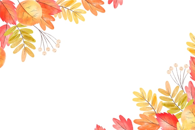 Watercolor autumn leaves background