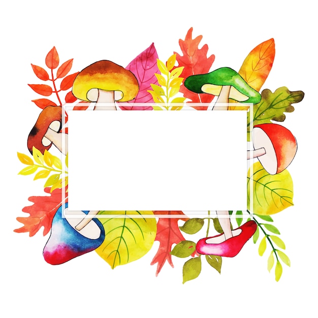 Free vector watercolor autumn leaves frame