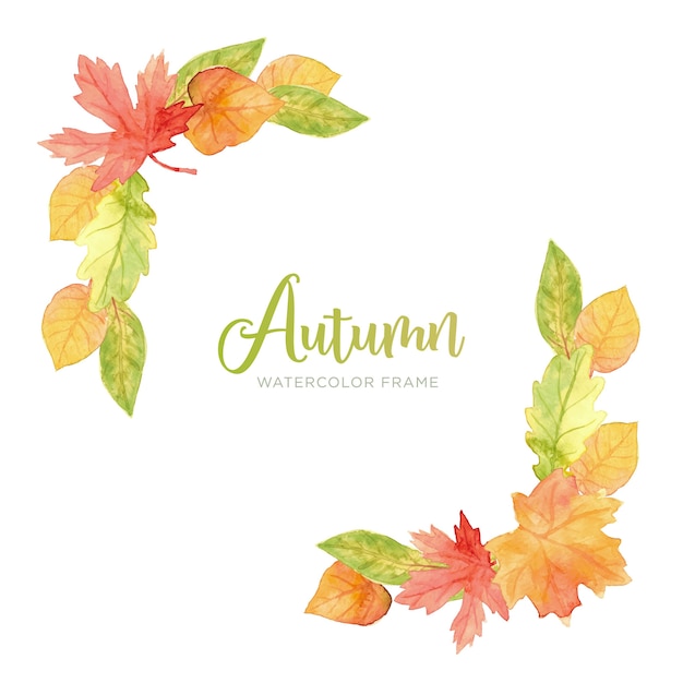 Watercolor autumn leaves frame