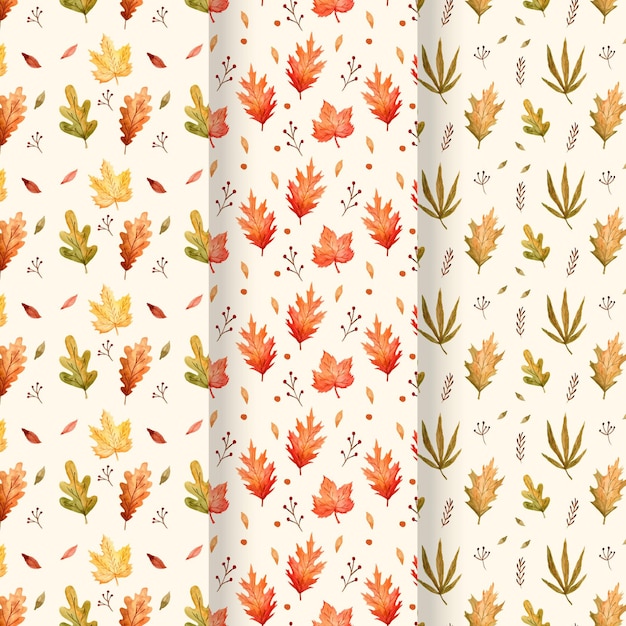 Free vector watercolor autumn pattern collection