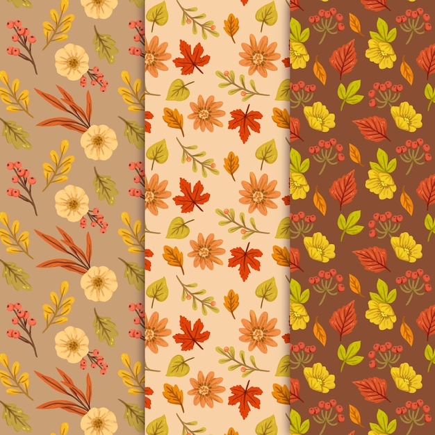 Free vector watercolor autumn pattern collection