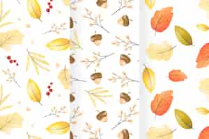 Free vector watercolor autumn pattern collection