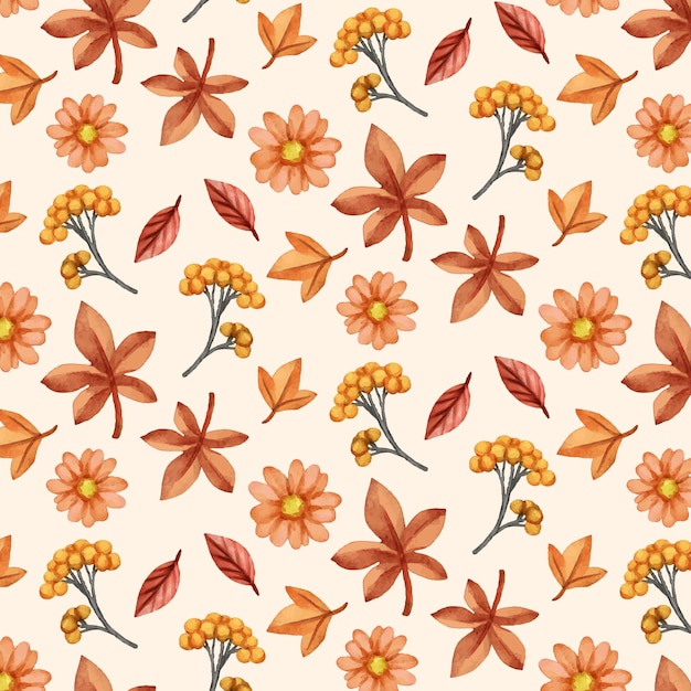 Free vector watercolor autumn pattern design