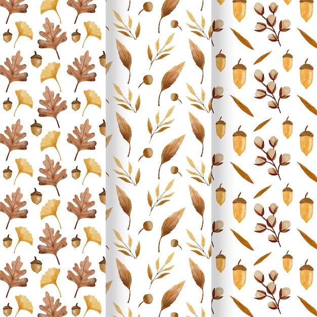 Free vector watercolor autumn patterns collection