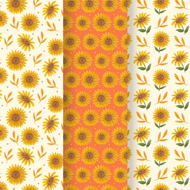 Watercolor autumn patterns collection