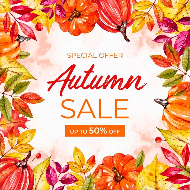 Watercolor autumn sale concept