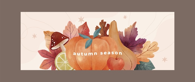 Watercolor autumn social media cover template