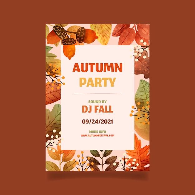 Free vector watercolor autumn vertical flyer template