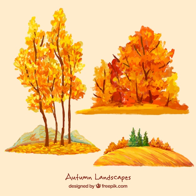 Free Vector watercolor autumnal trees