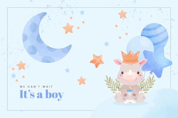 Watercolor baby boy background