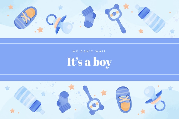 Watercolor baby boy background