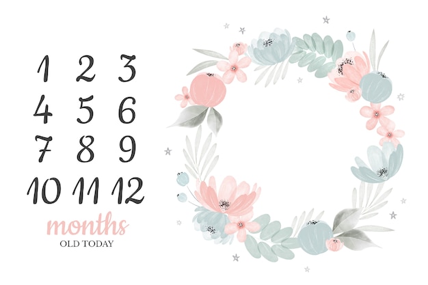 Free Vector watercolor baby milestone design