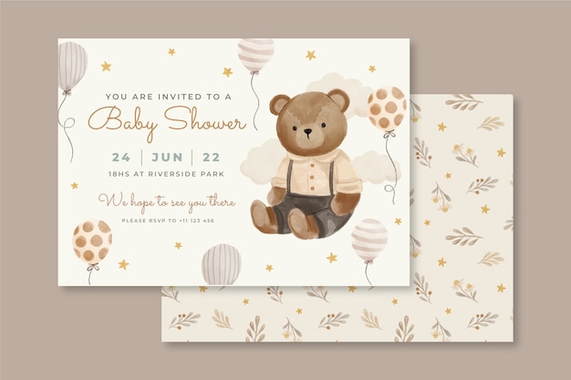 Free Vector watercolor  baby shower design template