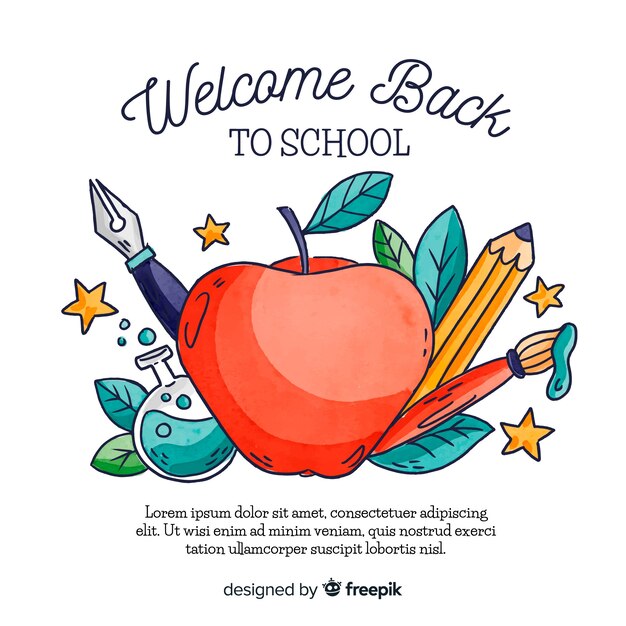 Watercolor back to school background