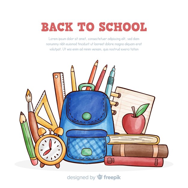 Watercolor back to school background