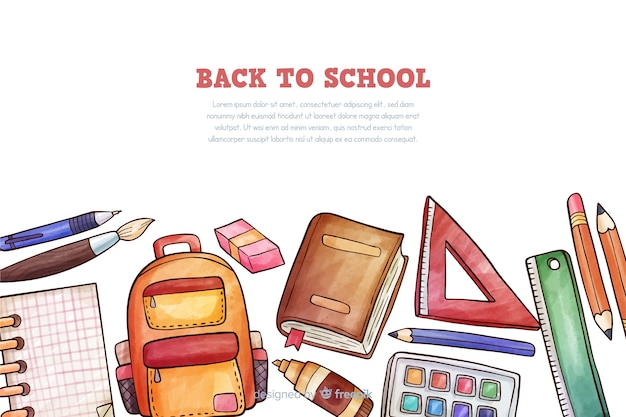 Watercolor back to school background