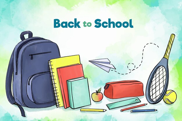 Watercolor back to school background