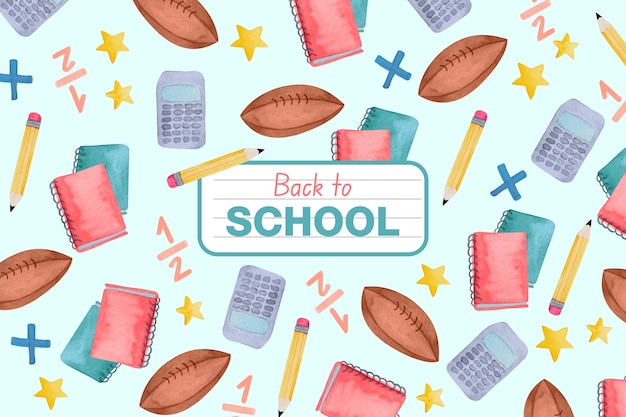 Watercolor back to school background