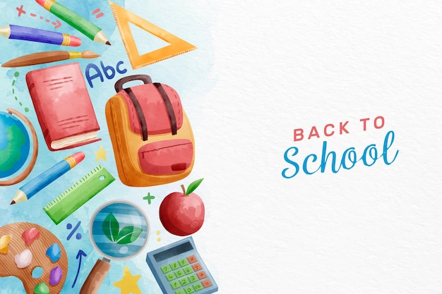 Watercolor back to school background