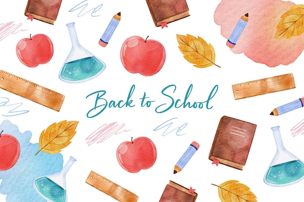 Watercolor back to school background