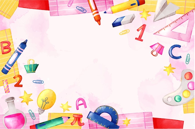 Watercolor back to school background