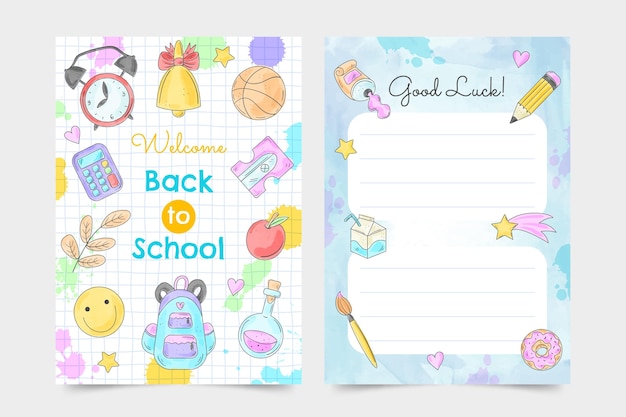 Free vector watercolor back to school card template