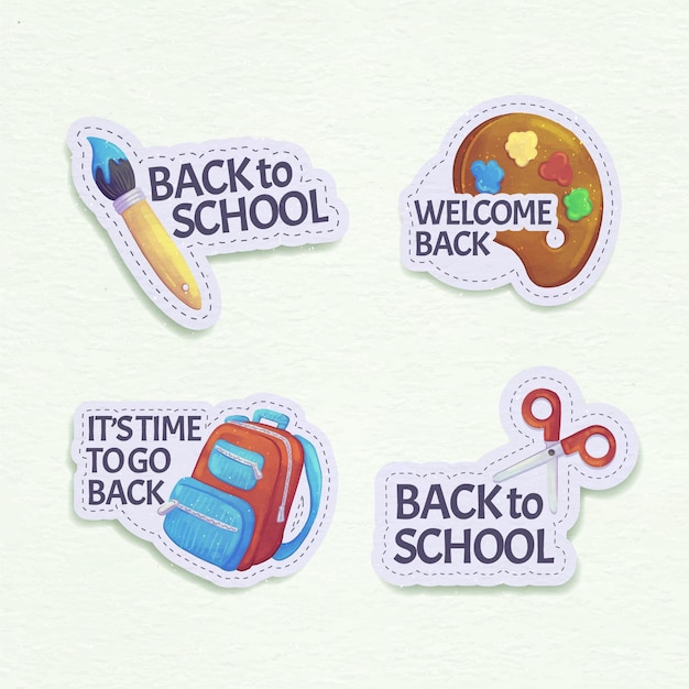 Watercolor back to school labels collection