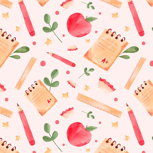 Watercolor back to school pattern design