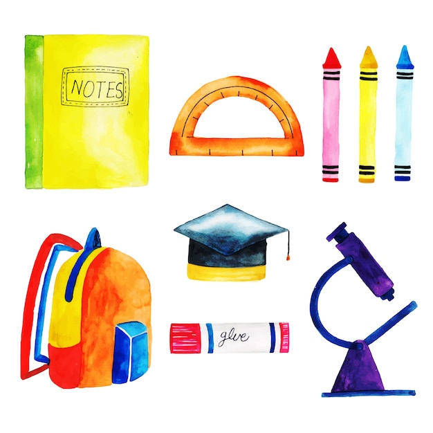 Free Vector watercolor back to school stationery collection